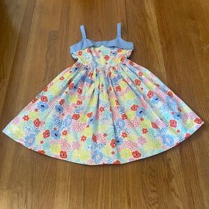 Rachel Riley Blue Leafy Floral Sundress Sleeveless